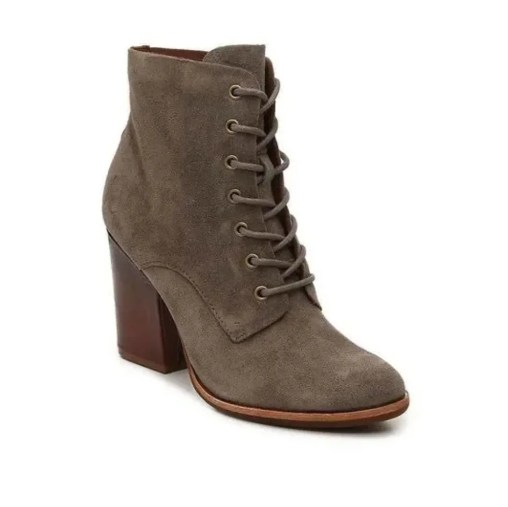 Kork Ease Women's Size 10 Brown Suede Heeled Laced Booties - Picture 1 of 11